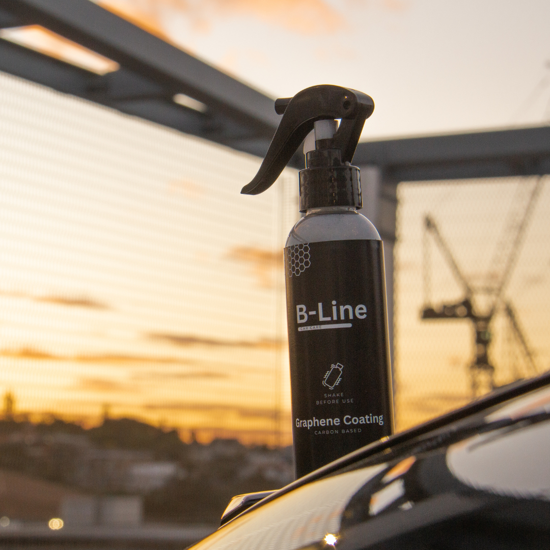 B-Line Graphene Coating Spray - B-Line Car Care Behind sunset with upward angle